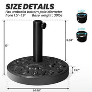 30 lbs. Round Cement Patio Umbrella Base in Black