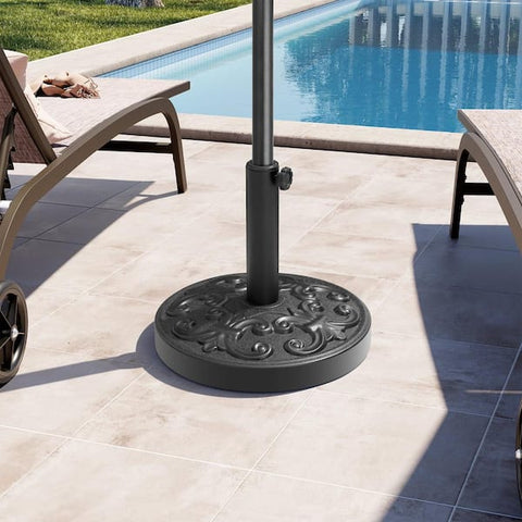 30 lbs. Round Cement Patio Umbrella Base in Black