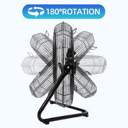 18 in. 3-Speed High Velocity Heavy Duty Metal Industrial Floor Fans Oscillating Quiet for Outdoor/Indoor, Black