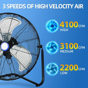 18 in. 3-Speed High Velocity Heavy Duty Metal Industrial Floor Fans Oscillating Quiet for Outdoor/Indoor, Black