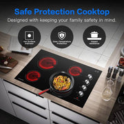 30 in. 4 Elements Radiant Electric Cooktop in Black with Knob Control