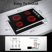 30 in. 4 Elements Radiant Electric Cooktop in Black with Knob Control