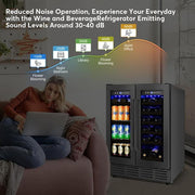 23.42 in. Dual Zone 18-Wine Bottles and 68-Cans Beverage and Wine Cooler in Black with Smart Digital Control and Locks