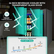 23.42 in. Dual Zone 18-Wine Bottles and 68-Cans Beverage and Wine Cooler in Black with Smart Digital Control and Locks