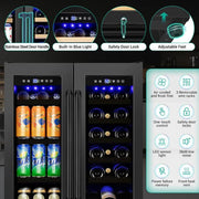 23.42 in. Dual Zone 18-Wine Bottles and 68-Cans Beverage and Wine Cooler in Black with Smart Digital Control and Locks