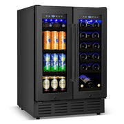 23.42 in. Dual Zone 18-Wine Bottles and 68-Cans Beverage and Wine Cooler in Black with Smart Digital Control and Locks