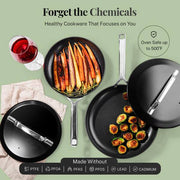 Modern 11-Piece Aluminum Ultra Performance Ceramic Nonstick Cookware Set in Black