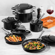 Modern 11-Piece Aluminum Ultra Performance Ceramic Nonstick Cookware Set in Black