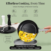 Modern 11-Piece Aluminum Ultra Performance Ceramic Nonstick Cookware Set in Black