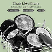 Modern 11-Piece Aluminum Ultra Performance Ceramic Nonstick Cookware Set in Black
