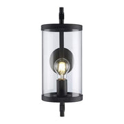Lisbon 15.88 in. 1-Light Black Outdoor Wall Light Fixture with Clear Glass