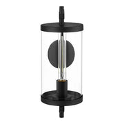 Lisbon 15.88 in. 1-Light Black Outdoor Wall Light Fixture with Clear Glass