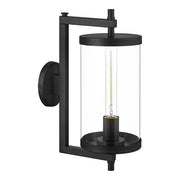 Lisbon 15.88 in. 1-Light Black Outdoor Wall Light Fixture with Clear Glass