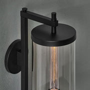 Lisbon 15.88 in. 1-Light Black Outdoor Wall Light Fixture with Clear Glass
