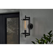 Lisbon 15.88 in. 1-Light Black Outdoor Wall Light Fixture with Clear Glass
