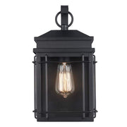 Broward 13 in. 1-Light Black Outdoor Hardwired Wall Lantern Sconce Light Fixture with Clear Glass