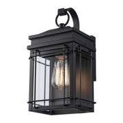 Broward 13 in. 1-Light Black Outdoor Hardwired Wall Lantern Sconce Light Fixture with Clear Glass