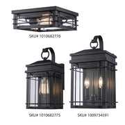 Broward 13 in. 1-Light Black Outdoor Hardwired Wall Lantern Sconce Light Fixture with Clear Glass