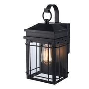 Broward 13 in. 1-Light Black Outdoor Hardwired Wall Lantern Sconce Light Fixture with Clear Glass