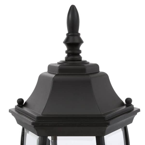 Alexandria 17.3 in. 1-Light Farmhouse Matte Black Motion Sensing, Dusk-to-Dawn, Outdoor Wall Light Lantern Sconce - Thumbnail 5