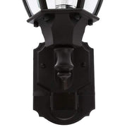 Alexandria 17.3 in. 1-Light Farmhouse Matte Black Motion Sensing, Dusk-to-Dawn, Outdoor Wall Light Lantern Sconce