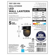 6.1 in. Black Integrated LED Hardwired Outdoor Wall Light Lantern Sconce with Frosted Glass