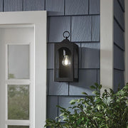 Tremont 10.3 in. 1-Light Black Outdoor Wall Light Fixture with Clear Glass