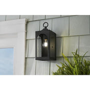 Tremont 10.3 in. 1-Light Black Outdoor Wall Light Fixture with Clear Glass