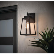 Corbin Medium 13 in. Modern 1-Light Black Tapered Hardwired Outdoor Wall Light Lantern Sconce with Clear Glass