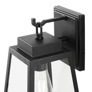 Corbin Medium 13 in. Modern 1-Light Black Tapered Hardwired Outdoor Wall Light Lantern Sconce with Clear Glass