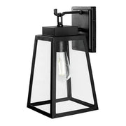 Corbin Medium 13 in. Modern 1-Light Black Tapered Hardwired Outdoor Wall Light Lantern Sconce with Clear Glass