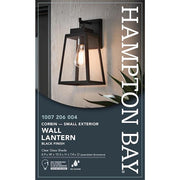 Corbin Medium 13 in. Modern 1-Light Black Tapered Hardwired Outdoor Wall Light Lantern Sconce with Clear Glass