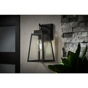 Corbin Medium 13 in. Modern 1-Light Black Tapered Hardwired Outdoor Wall Light Lantern Sconce with Clear Glass