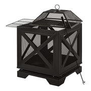 Westbury 25.98 in.W Black Steel Wood Outdoor Fire Pit with Cover, Cooking Grate, and Poker Included