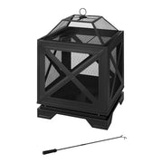Westbury 25.98 in.W Black Steel Wood Outdoor Fire Pit with Cover, Cooking Grate, and Poker Included