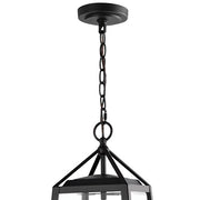 Blakeley Transitional 2-Light Black Outdoor Pendant Light Fixture with Clear Beveled Glass