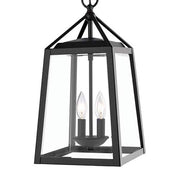 Blakeley Transitional 2-Light Black Outdoor Pendant Light Fixture with Clear Beveled Glass