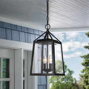 Blakeley Transitional 2-Light Black Outdoor Pendant Light Fixture with Clear Beveled Glass