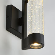 Ansel 11.3 in. Black Modern Bubble Glass Integrated LED Hardwired Garage and Porch Exterior Wall-Light Cylinder Sconce