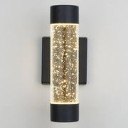 Ansel 11.3 in. Black Modern Bubble Glass Integrated LED Hardwired Garage and Porch Exterior Wall-Light Cylinder Sconce