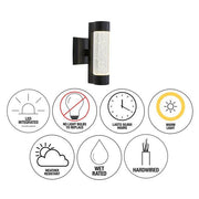 Ansel 11.3 in. Black Modern Bubble Glass Integrated LED Hardwired Garage and Porch Exterior Wall-Light Cylinder Sconce