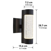Ansel 11.3 in. Black Modern Bubble Glass Integrated LED Hardwired Garage and Porch Exterior Wall-Light Cylinder Sconce