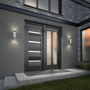 Ansel 11.3 in. Black Modern Bubble Glass Integrated LED Hardwired Garage and Porch Exterior Wall-Light Cylinder Sconce