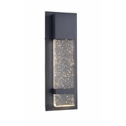 13.75 in. 1-Light Black Integrated LED Hardwired Outdoor Wall Light Lantern Sconce with Seeded Glass