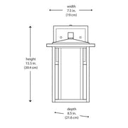 Mauvo Canyon 15.5 in. Black Dusk to Dawn LED Outdoor Wall Light Fixture Porch Sconce with Seeded Glass