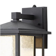 Mauvo Canyon 15.5 in. Black Dusk to Dawn LED Outdoor Wall Light Fixture Porch Sconce with Seeded Glass