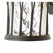 Avia Falls 14.5 in. Black Dusk to Dawn Large LED Outdoor Wall Light Fixture with Clear Water Glass