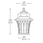 Avia Falls 14.5 in. Black Dusk to Dawn Large LED Outdoor Wall Light Fixture with Clear Water Glass