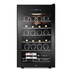 17 in. Wine Cooler 24-Bottle Freestanding Wine Cooler Fridge with Lock and Temperature Memory, Black