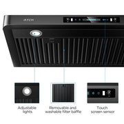 30 in. 900CFM Ducted Under Cabinet Range Hood in Black Stainless Steel 4-Speed with Adjustable LED and Permanent Filters